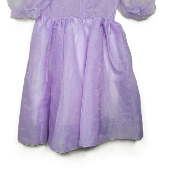 Girl's Purple Princess Dress size S Puff Sleeves Sheer - Picture 9 of 12